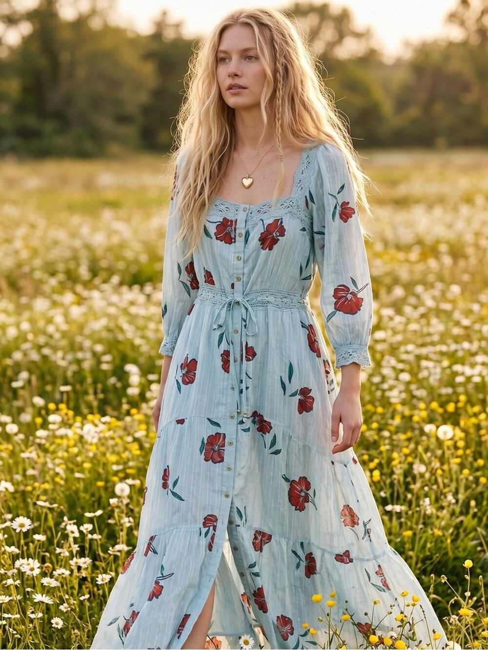 Free People Bohemian Cottage Ethereal Dainty Morning Meadows Maxi Dress XL